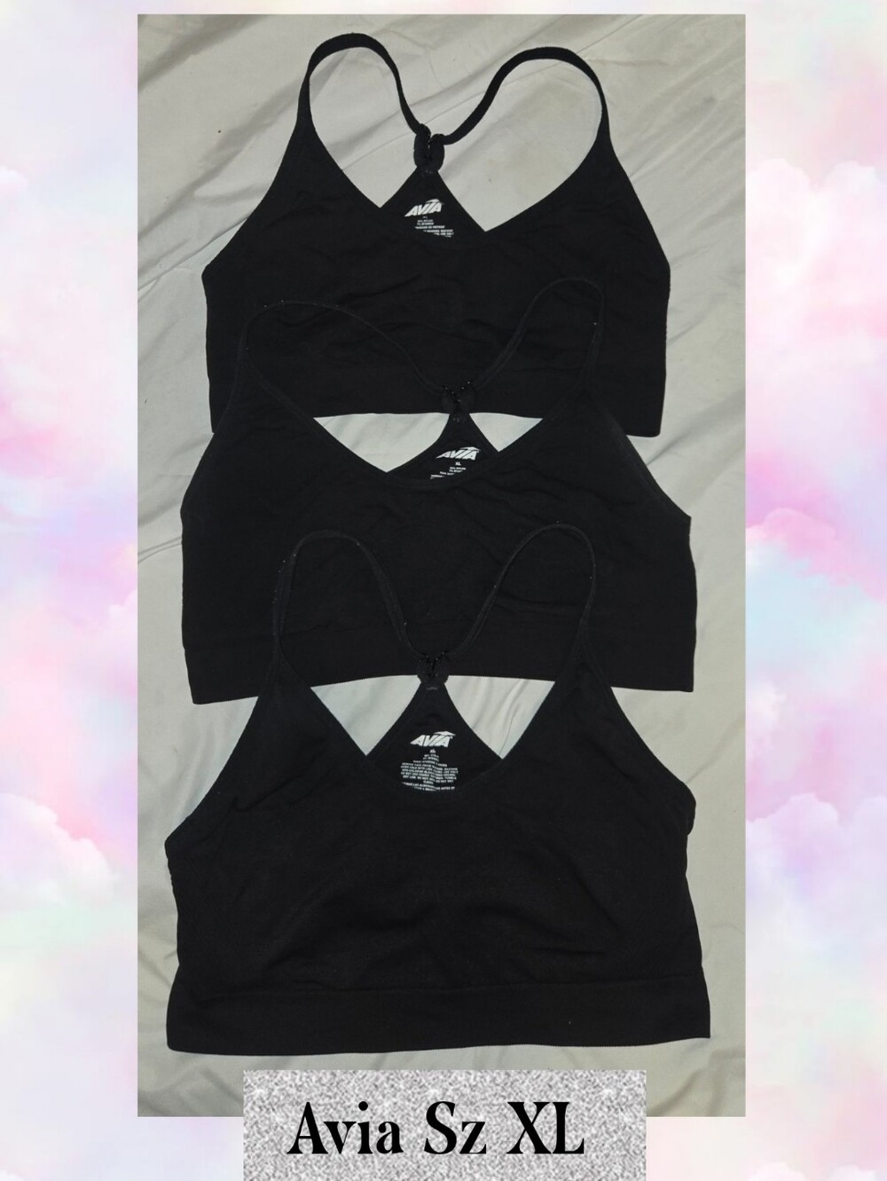 Avia Women's Black Racerback Sports Bra Lot Of 3 Sz XL
